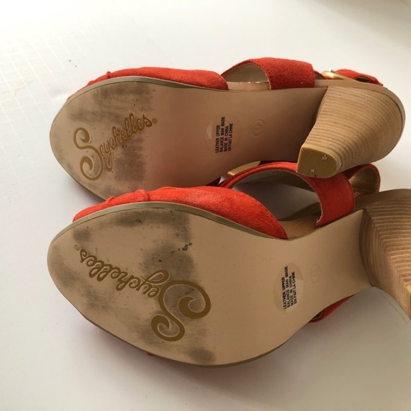 Seychelles high heeled shoes - orange suede open toe with ankle cuff siz… - Picture 3 of 6
